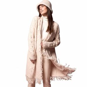 TRIBAL Cardigan with Fringe and Pearls NWOT